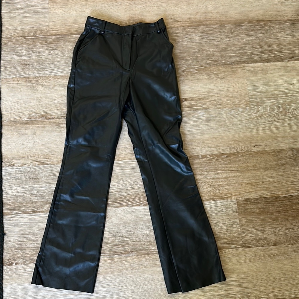 MESHKI- Black Faux Leather Pants